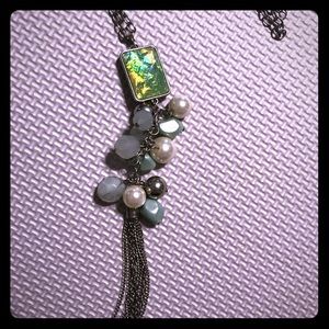 Green and silver pendant necklace